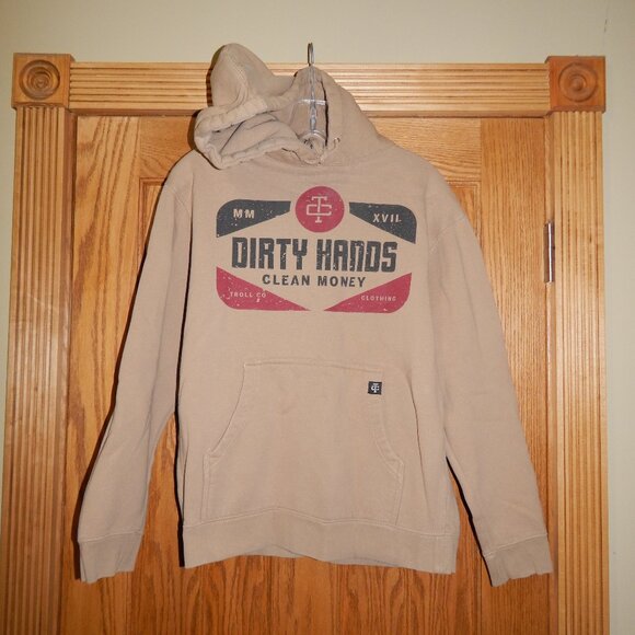 Troll Co. Clothing Dirty Hands Clean Money Mens Size S Graphic Hoodie Sweatshirt - Picture 1 of 2